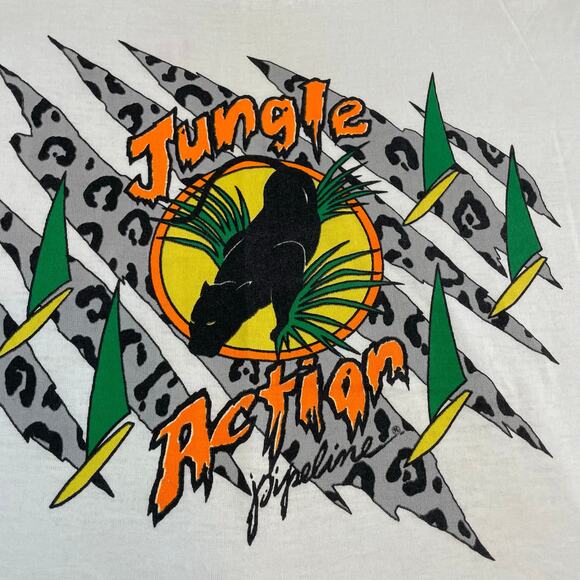 VTG 90s Jungle Action Pipeline Single Stitch T-Shirt, Size L, Made in USA - Picture 2 of 8